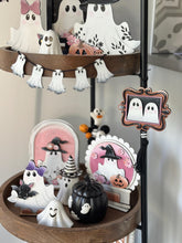 Load image into Gallery viewer, Hanging Vintage Ghost Frames File SVG, Trick or Treat, BOO, Floral, Flower, Ornament, Car Charm, Tiered Tray Glowforge, LuckyHeartDesignsCo
