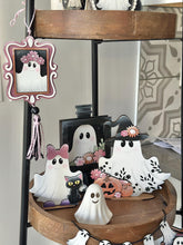 Load image into Gallery viewer, Hanging Vintage Ghost Frames File SVG, Trick or Treat, BOO, Floral, Flower, Ornament, Car Charm, Tiered Tray Glowforge, LuckyHeartDesignsCo
