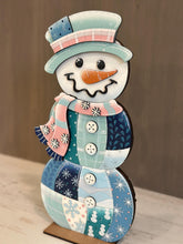 Load image into Gallery viewer, Happy Snowman Stacking Pumpkin Reversible File SVG, Reversible, Patchwork, Glowforge Standing Winter Decor, Fall, Craft, LuckyHeartDesignsCo
