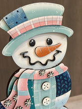 Load image into Gallery viewer, Happy Snowman Stacking Pumpkin Reversible File SVG, Reversible, Patchwork, Glowforge Standing Winter Decor, Fall, Craft, LuckyHeartDesignsCo
