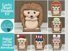 Load image into Gallery viewer, Hedgehog Interchangeable Animal Hat File SVG, Bull, Farm, Zoo, Holiday, Pet, Christmas, Halloween, Fall, Glowforge, LuckyHeartDesignsCo
