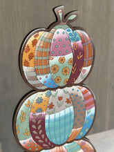 Load image into Gallery viewer, Patchwork Stacking Pumpkin File SVG, Reversible, Fall Glowforge, Farmhouse, Scarecrow, LuckyHeartDesignsCo
