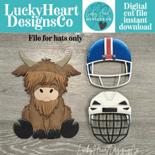 Load image into Gallery viewer, Football Hockey Animal Hat Interchangeable File SVG, add on Sport, Team, Coach Mascot Highland, Bear, Dog, Glowforge, LuckyHeartDesignsCo
