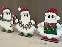 Load image into Gallery viewer, Ghost Christmas Standing File SVG, Halloween, Candy Cane, Santa, Halloween, Boo, Trick Or Treat Tiered Tray Glowforge, LuckyHeartDesignsCo
