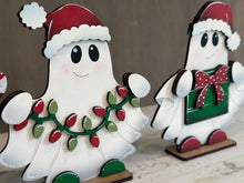 Load image into Gallery viewer, Ghost Christmas Standing File SVG, Halloween, Candy Cane, Santa, Halloween, Boo, Trick Or Treat Tiered Tray Glowforge, LuckyHeartDesignsCo

