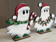 Load image into Gallery viewer, Ghost Christmas Standing File SVG, Halloween, Candy Cane, Santa, Halloween, Boo, Trick Or Treat Tiered Tray Glowforge, LuckyHeartDesignsCo
