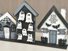 Load image into Gallery viewer, Halloween Family Standing House File SVG, Haunted, Gingerbread, Dog, Cat, Bat, Ghost, Tiered Tray, Glowforge, LuckyHeartDesignsCo
