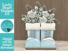 Load image into Gallery viewer, Winter Foliage Boots Foliage Standing File SVG, Floral, Snowflake, Snow, Berries, Greens, Tree, Holiday, Glowforge, LuckyHeartDesignsCo
