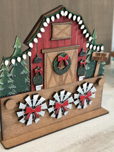 Load image into Gallery viewer, Farm Christmas Holiday Door Sign Interchangeable File, SVG, Barn, Tree, Wreath, Windmill, Lights, Seasonal Home Welcome, glowforge
