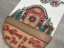 Load image into Gallery viewer, Farm Christmas Holiday Door Sign Interchangeable File, SVG, Barn, Tree, Wreath, Windmill, Lights, Seasonal Home Welcome, glowforge
