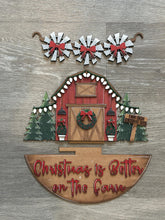 Load image into Gallery viewer, Farm Christmas Holiday Door Sign Interchangeable File, SVG, Barn, Tree, Wreath, Windmill, Lights, Seasonal Home Welcome, glowforge
