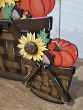 Load image into Gallery viewer, Fall Foliage Flower Basket Interchangeable File SVG, TINY, Fall Farm, Sunflower Pumpkins, Gourd, Tiered Tray, Glowforge, LuckyHeartDesignsCo
