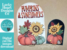 Load image into Gallery viewer, Fall Foliage Tall Arch Sign Interchangeable File SVG, TINY, INSERT only Fall, Pumpkins Sunflower Glowforge, Holiday, LuckyHeartDesignsCo
