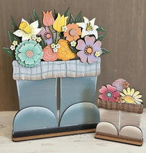 Load image into Gallery viewer, Boots Plaid Flower Basket Interchangeable File SVG, TINY, Fall, Home Decor, Christmas, Seasonal, Holiday, Glowforge, LuckyHeartDesignsCo
