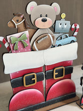 Load image into Gallery viewer, Christmas Toys Flower Basket Interchangeable File SVG, TINY Teddy Football Santa Candy Presents Tiered Tray Glowforge, LuckyHeartDesignsCo
