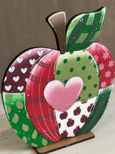 Load image into Gallery viewer, Patchwork Apple Standing House File SVG, Teacher, Classroom, Gift, Tiered Tray Glowforge, LuckyHeartDesignsCo
