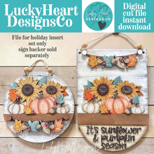 Load image into Gallery viewer, Fall Foliage Holiday Door Sign Interchangeable File, SVG Pumpkins Patch, Sunflower, Acorn, Leaves, Farm, Seasonal, Home, Welcome, glowforge

