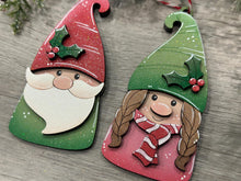 Load image into Gallery viewer, Gnome Pair Christmas Ornament File SVG, Holiday, Fun, Santa, Rudolph, Reindeer, Gnomie Glowforge, LuckyHeartDesignsCo
