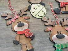 Load image into Gallery viewer, Reindeer Merry Christmas Ornament File SVG, Santa Elf Candy Cane Rudolph, Presents Tiered Tray, Glowforge, LuckyHeartDesignsCo
