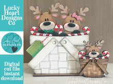 Load image into Gallery viewer, Reindeer Cheer Christmas For The Flower Basket Interchangeable File SVG, TINY Santa Tree Lights Tiered Tray, Glowforge, LuckyHeartDesignsCo
