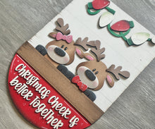 Load image into Gallery viewer, Reindeer Cheer Holiday Door Sign Interchangeable File, SVG, Christmas, Rudolph, Santa, Lights Seasonal Home Welcome, glowforge
