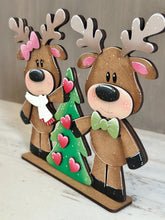 Load image into Gallery viewer, Reindeer Couple Christmas Standing Sign File SVG, Santa, Love, Tree, Candy Cane, Present Rudolph, Centerpiece glowforge LuckyHeartDesignsCo
