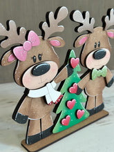 Load image into Gallery viewer, Reindeer Couple Christmas Standing Sign File SVG, Santa, Love, Tree, Candy Cane, Present Rudolph, Centerpiece glowforge LuckyHeartDesignsCo
