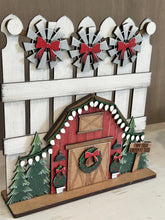 Load image into Gallery viewer, Farm Christmas Holiday Door Sign Interchangeable File, SVG, Barn, Tree, Wreath, Windmill, Lights, Seasonal Home Welcome, glowforge
