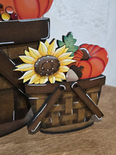 Load image into Gallery viewer, Fall Foliage Flower Basket Interchangeable File SVG, TINY, Fall Farm, Sunflower Pumpkins, Gourd, Tiered Tray, Glowforge, LuckyHeartDesignsCo
