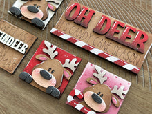 Load image into Gallery viewer, Reindeer Candy Cane MINI Interchangeable Leaning Sign File SVG, Christmas, Santa, Rudolph, Deer, Tiered Tray Glowforge, LuckyHeartDesignsCo
