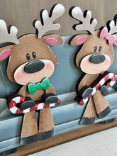 Load image into Gallery viewer, Reindeer Merry Shelf Hanging File SVG, Ledge, Chair, Couch, Christmas, Santa, Rudolph, Hanger, Tiered Tray Glowforge LuckyHeartDesignsCo
