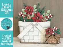 Load image into Gallery viewer, Christmas Foliage Flower Basket Interchangeable File SVG, TINY Holiday, Candy Cane, Holly, Poinsettia Flower, Glowforge, LuckyHeartDesignsCo
