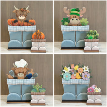 Load image into Gallery viewer, Boots Plaid Flower Basket Interchangeable File SVG, TINY, Fall, Home Decor, Christmas, Seasonal, Holiday, Glowforge, LuckyHeartDesignsCo
