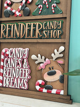 Load image into Gallery viewer, Reindeer Candy Cane Wall Collage Shelf Holder Interchangeable Sign File Glowforge, Santa, Rudolph Christmas Standing, LuckyHeartDesignsCo
