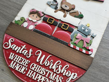 Load image into Gallery viewer, Santa Boots Toys Holiday Door Sign Interchangeable File, SVG, Christmas, Robot, Presents Bear Football Doll Seasonal Home Welcome, glowforge
