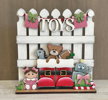 Load image into Gallery viewer, Santa Boots Toys Holiday Door Sign Interchangeable File, SVG, Christmas, Robot, Presents Bear Football Doll Seasonal Home Welcome, glowforge
