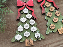 Load image into Gallery viewer, Bow Tree Family Names Christmas Ornament File SVG, Glowforge Holiday, Personalized, Grandparents, LuckyHeartDesignsCo

