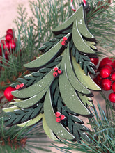 Load image into Gallery viewer, Foliage Christmas Tree Ornament File SVG, Glowforge Holiday, Mistletoe, Farmhouse, Wood, LuckyHeartDesignsCo
