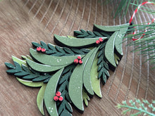 Load image into Gallery viewer, Foliage Christmas Tree Ornament File SVG, Glowforge Holiday, Mistletoe, Farmhouse, Wood, LuckyHeartDesignsCo

