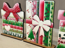 Load image into Gallery viewer, Patchwork Christmas Present Box Standing File SVG, Holiday Gift, Santa, Glowforge, LuckyHeartDesignsCo
