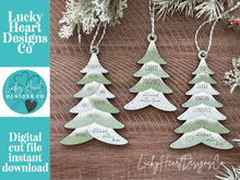 Load image into Gallery viewer, Patchwork Tree Family Christmas Ornament File SVG, Glowforge Holiday, Mom, Dad, Grandparent, LuckyHeartDesignsCo
