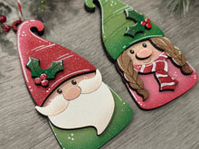 Load image into Gallery viewer, Gnome Pair Christmas Ornament File SVG, Holiday, Fun, Santa, Rudolph, Reindeer, Gnomie Glowforge, LuckyHeartDesignsCo
