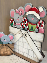 Load image into Gallery viewer, Mouse Christmas For The Flower Basket Interchangeable File SVG, TINY Mice, Santa, Candy Cane, Tiered Tray, Glowforge, LuckyHeartDesignsCo
