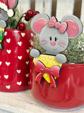 Load image into Gallery viewer, Mouse Christmas Mug Hugger File SVG, Glowforge Tiered Tray, Mice, Santa, Reindeer, Rudolph Tray Decor, Holiday, Topper, LuckyHeartDesignsCo
