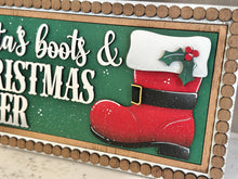 Load image into Gallery viewer, Santa Boots Interchangeable Leaning Sign File SVG, Glowforge Christmas, Tiered Tray, Candy Cane, Reindeer, Presents, LuckyHeartDesignsCO
