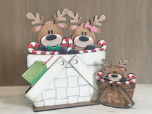 Load image into Gallery viewer, Reindeer Cheer Christmas For The Flower Basket Interchangeable File SVG, TINY Santa Tree Lights Tiered Tray, Glowforge, LuckyHeartDesignsCo
