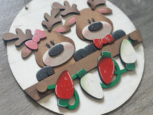Load image into Gallery viewer, Reindeer Cheer Holiday Door Sign Interchangeable File, SVG, Christmas, Rudolph, Santa, Lights Seasonal Home Welcome, glowforge
