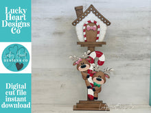 Load image into Gallery viewer, Reindeer Candy Cane Birdhouse Interchangeable File SVG, Presents, Santa, Rudolph Seasonal Holiday, Glowforge, Laser, LuckyHeartDesignsCo
