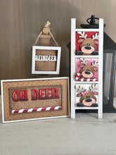 Load image into Gallery viewer, Reindeer Candy Cane MINI Interchangeable Leaning Sign File SVG, Christmas, Santa, Rudolph, Deer, Tiered Tray Glowforge, LuckyHeartDesignsCo
