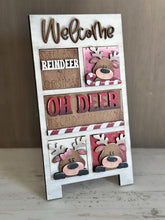 Load image into Gallery viewer, Reindeer Candy Cane MINI Interchangeable Leaning Sign File SVG, Christmas, Santa, Rudolph, Deer, Tiered Tray Glowforge, LuckyHeartDesignsCo
